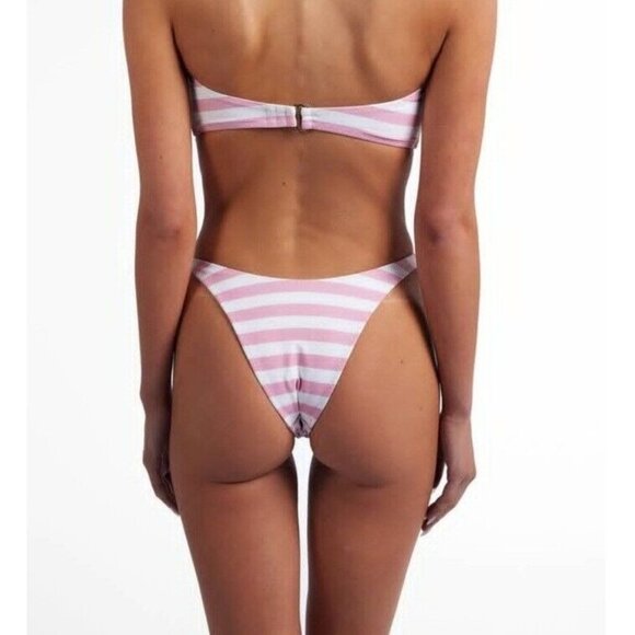 SAME LOS ANGELES Set 2pc Bikiny Swim Top Medium Bottom High Weist Knotted Bandeu - Picture 2 of 11